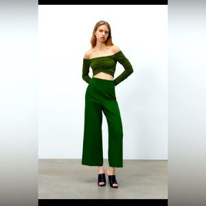 Zara high wasted culotte pants XS green